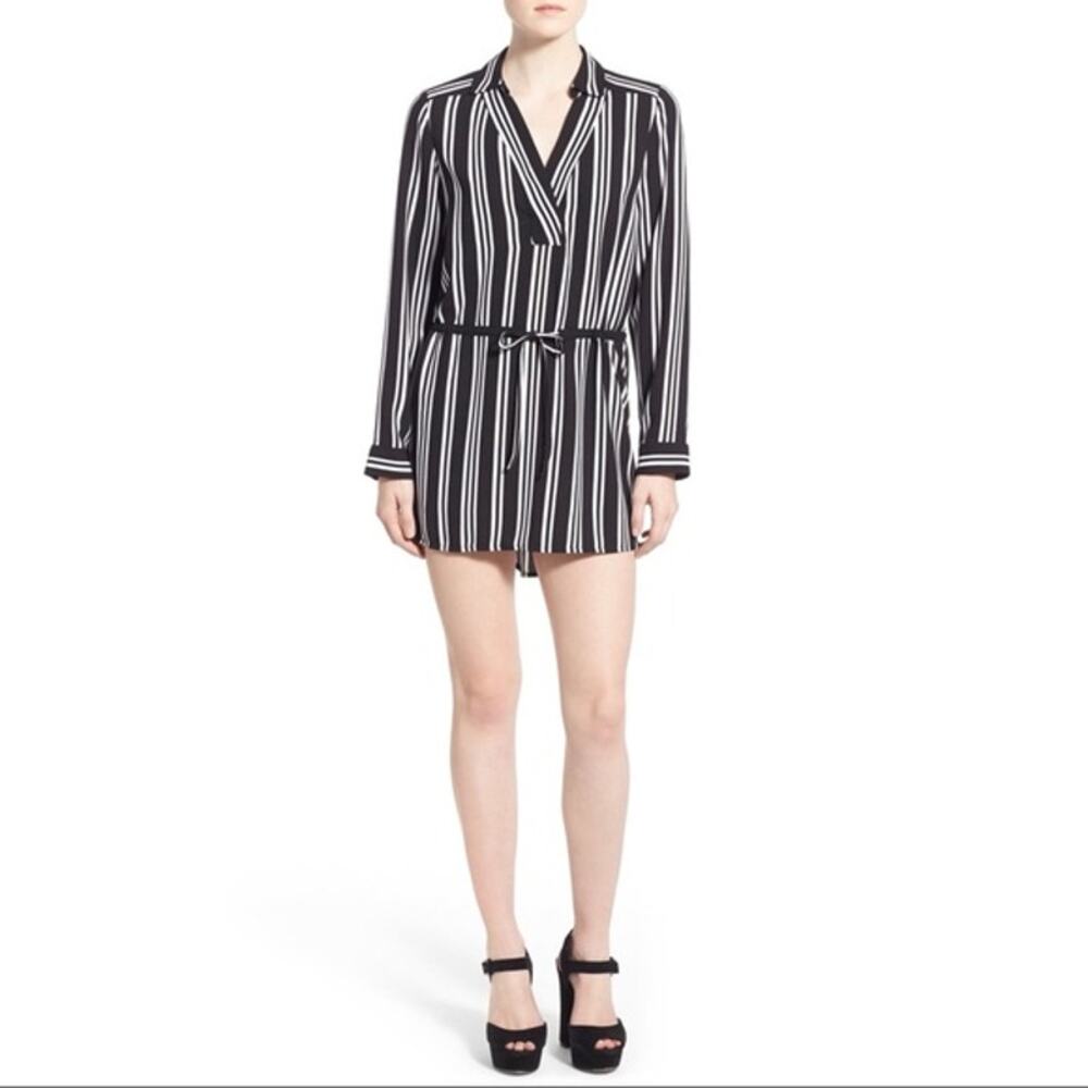 Leith Women's Black & White Striped‎ Long Sleeve Shirt Dress. Size S